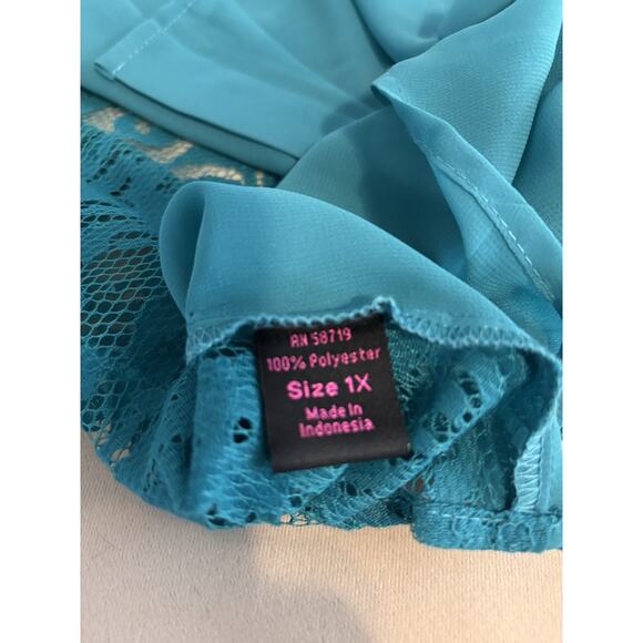 Tattoo Me Women Blouse 1X Button Up Roll Tab Sleeve Lace Bella Swan Twilight - Picture 11 of 11